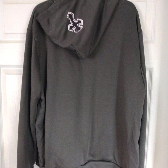 Oversized Cross Graphic Gray Pullover Hoodie Size XL - Picture 2 of 3